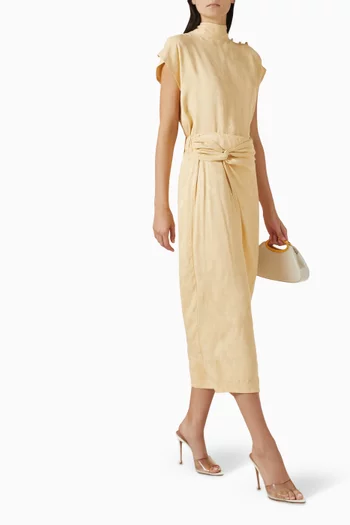 Knot-detail Midi Skirt in Rayon