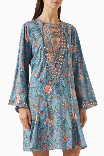 Classic Mirror Lace-up Short Kaftan