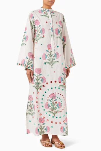 Closed Neck Mirror Kaftan in Cotton