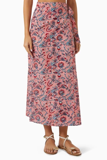 Wrap Midi Skirt in Cotton