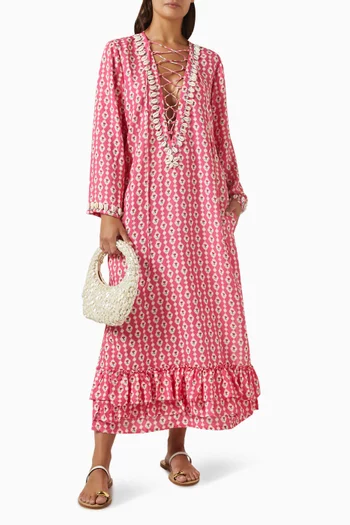 Classic Ruffled Lace-up Kaftan