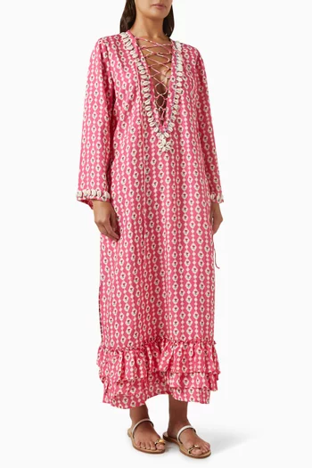 Classic Ruffled Lace-up Kaftan