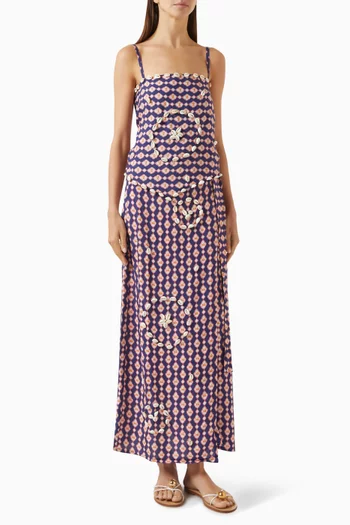Printed Top & Maxi Skirt Set