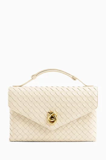Knot Lock Crossbody Bag in Intrecciato Leather
