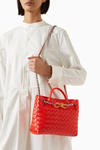 Small Andiamo Top-handle Bag in Intrecciato Leather
