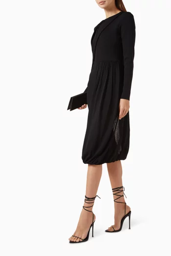 فستان متوسط الطول منسوج بوشاح