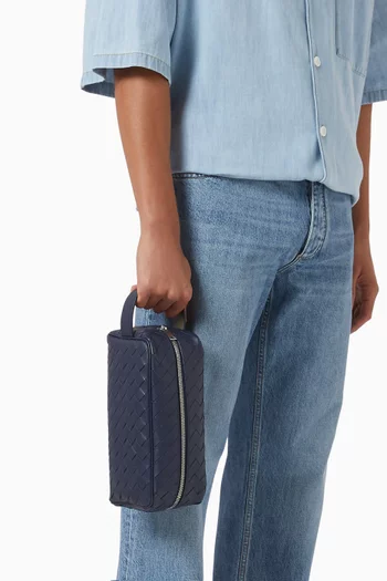 Travel Pouch in Intrecciato Leather