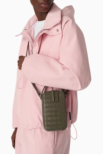 Getaway Phone Pouch in Intrecciato Leather