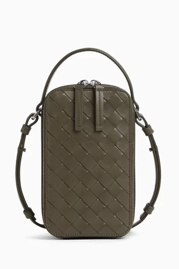 Getaway Phone Pouch in Intrecciato Leather