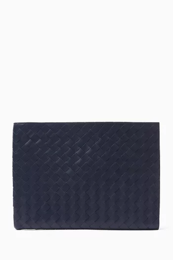 Flat Pouch in Intrecciato Leather