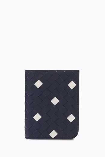 Piccolo Flap Card Case in Intrecciato Leather