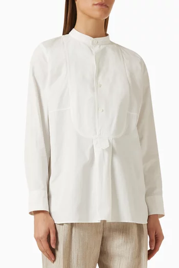 Plastron Shirt in Compact Cotton