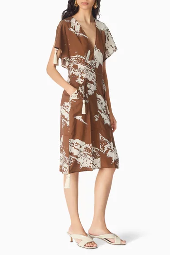 Italian Postcard Dress in Silk-cotton