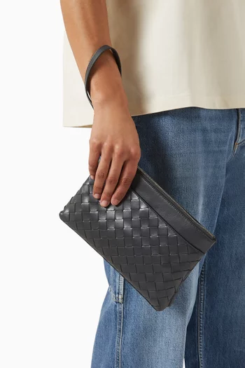 Prism Pouch in Intrecciato Leather