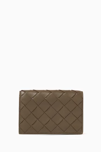 Business Card Case in Intrecciato Leather
