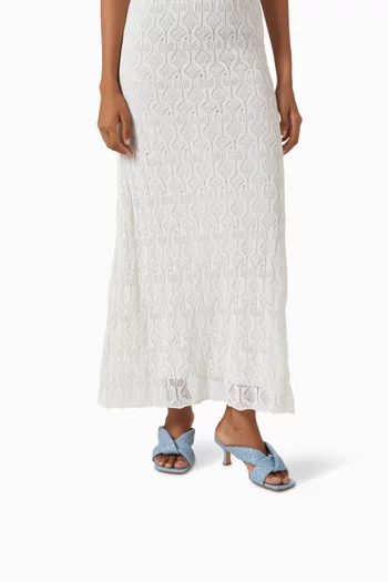 حذاء ريفا مفتوح من الخلف بكعب 50 مم جلد مجدول