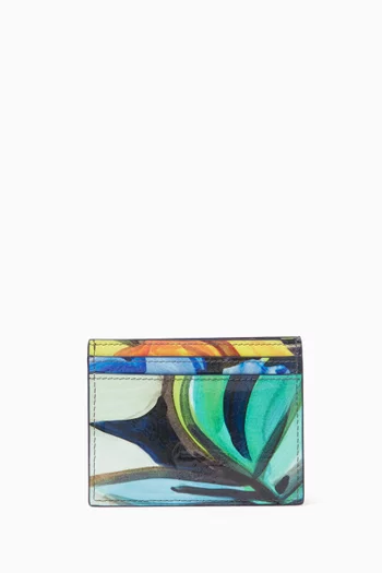 Loubi54 Floral-print Card Holder in Patent Leather