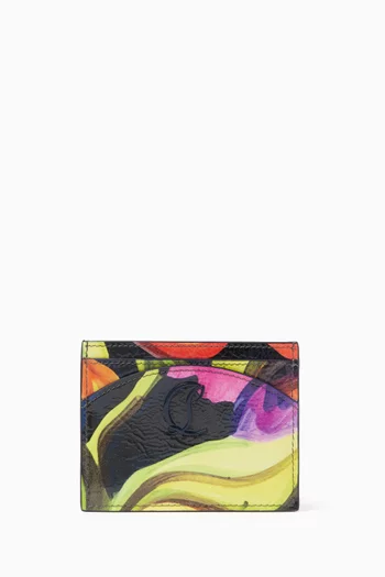 Loubi54 Floral-print Card Holder in Patent Leather