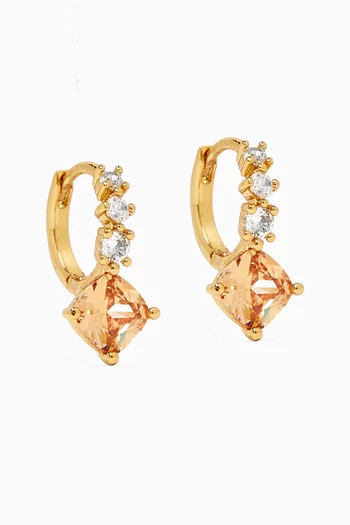 Crystal Huggie Earrings in Gold-plated Brass