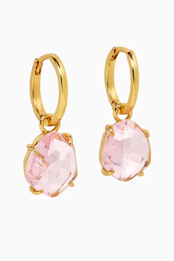 Faceted Crystal Huggie Earrings in Gold-plated Brass