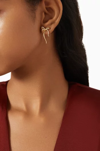 أقراط بتصميم بعقدة مرصعة بأحجار زركونيا نحاس مطلي بلون ذهبي