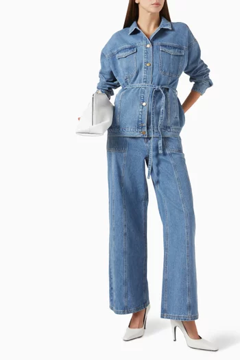 بنطال جينز تالي بقصة ساق واسعة دينم