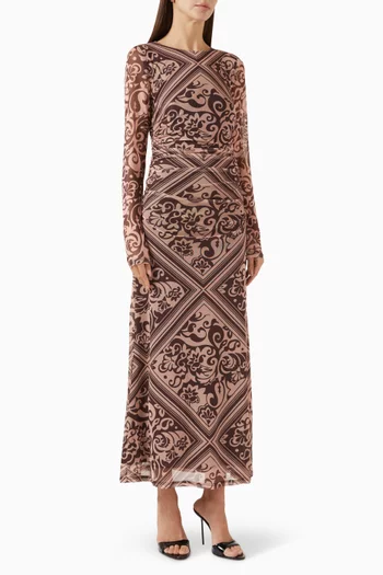 فستان لومي متوسط الطول قماش شبكي