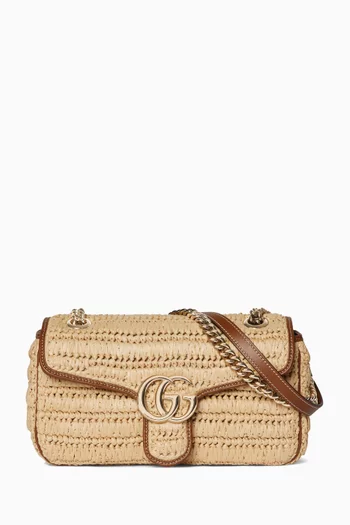 Medium GG Marmont Shoulder Bag in Raffia-effect Viscose