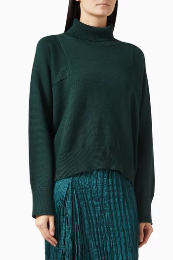 Boxy Funnel-neck Sweater in Knit