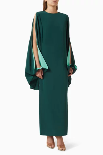 Contrast Blouson-sleeve Kaftan