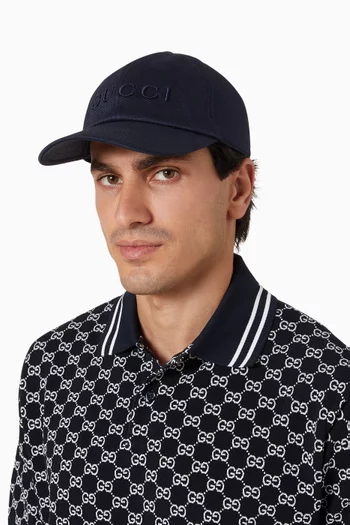 Logo Embroidered Baseball Cap in Cotton Piquet