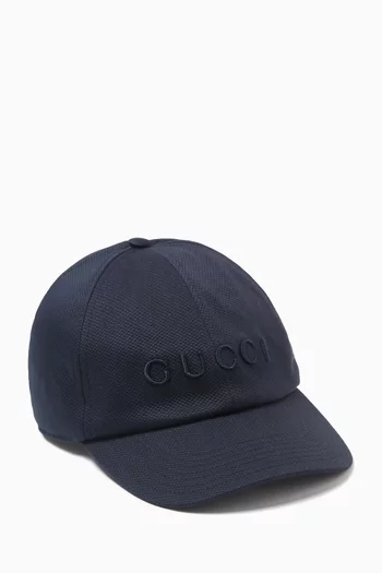 Logo Embroidered Baseball Cap in Cotton Piquet