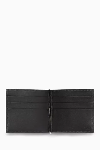 GG-embossed Clip Bifold Wallet in Leather