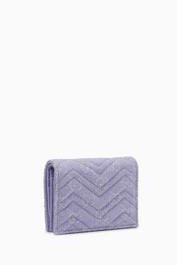 GG Marmont Card Case Wallet in Matelassé Chevron Denim