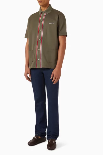 قميص بتطريز شعار الماركة قطن