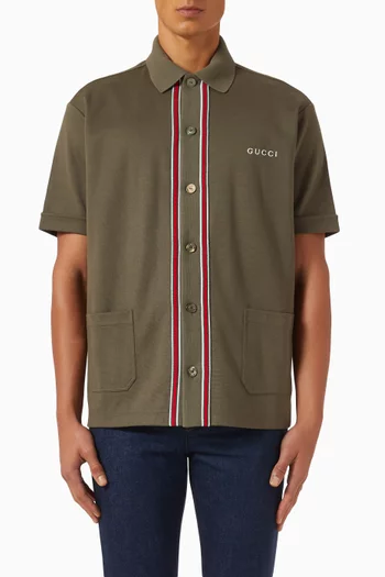 قميص بتطريز شعار الماركة قطن