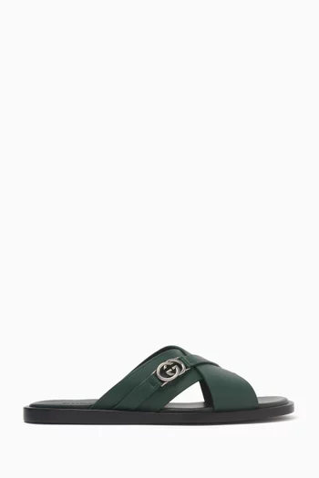 Interlocking GG Sandals in Leather