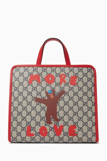 Bear More Love Top-handle Bag in GG Supreme Canvas