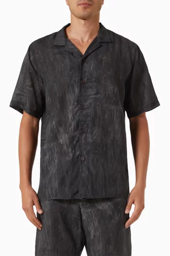 Printed Camp Collar Shirt in Linen