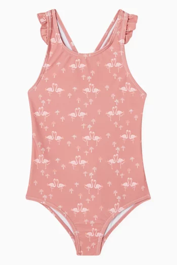 Flamingo One-piece Swimsuit in Nylon