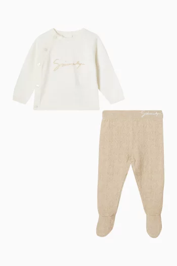 Logo 3-piece Co-ord Set in Cotton Knit