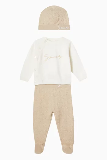 Logo 3-piece Co-ord Set in Cotton Knit