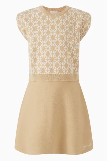 Logo Vest & Skirt Set in Cotton-wool