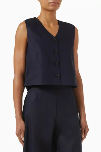 Crop Waistcoat in Linen