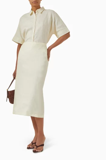 Drawstring Midi Skirt in Cotton