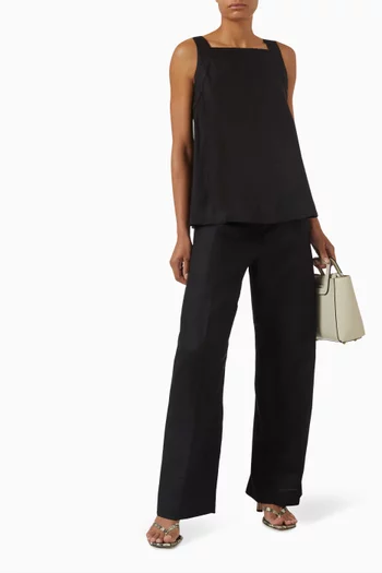 Drawstring Straight-leg Pants in Linen