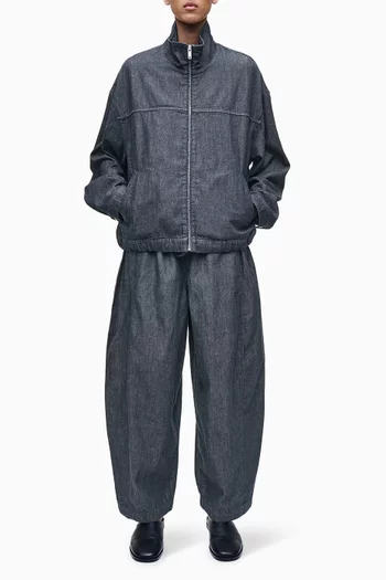 Barrel-leg Drawstring Pants in Denim