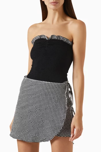 Gingham Mini Sarong in Seersucker