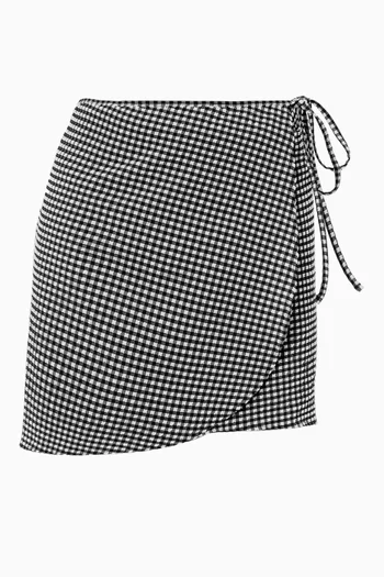 Gingham Mini Sarong in Seersucker