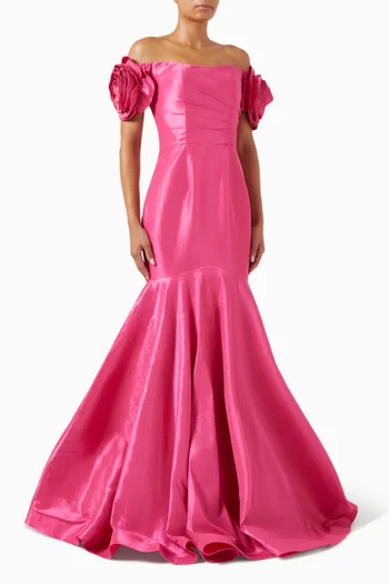 Off-shoulder Mermaid Gown in Mikado